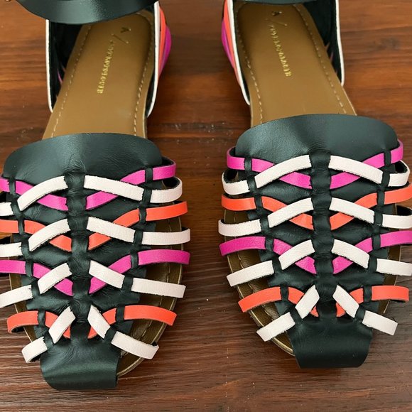 Anthropologie Multicolor Huarache Strap Shoes Size 6 - Picture 5 of 11